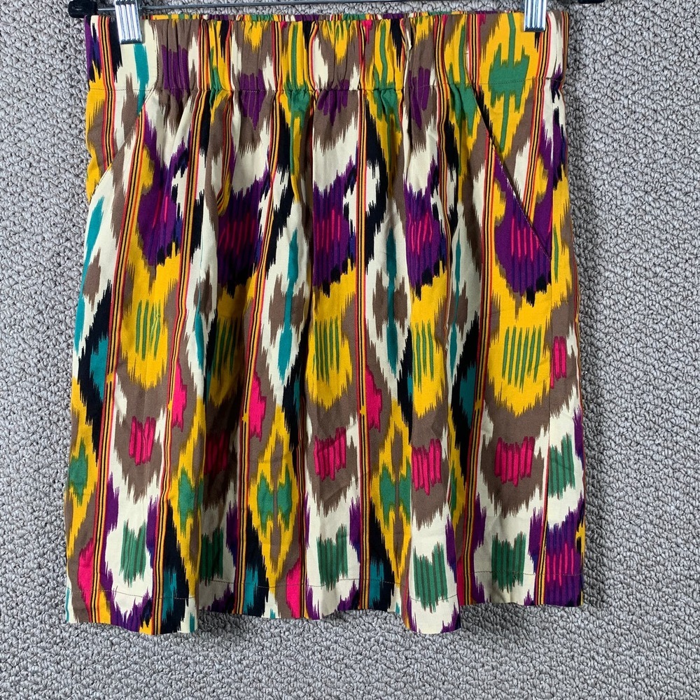 Cabi Womens Skirt Size Medium Multicolor Ikat‎ Southwestern High Waisted Pockets
